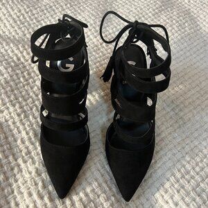 G By Guess Black Galway Open Back Block Heel Shoes